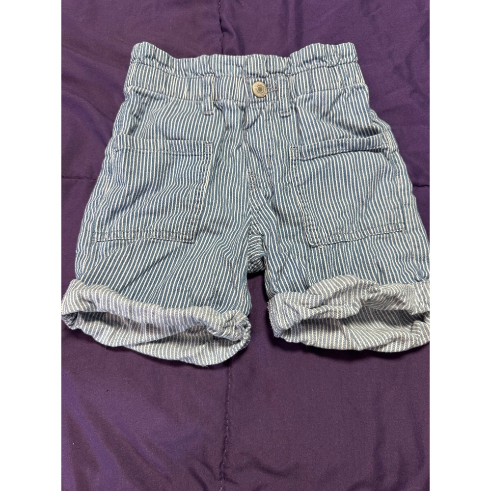 Thereabouts Boys Hickory Stripe Denim Shorts Blue White Size 5 Elastic Waist